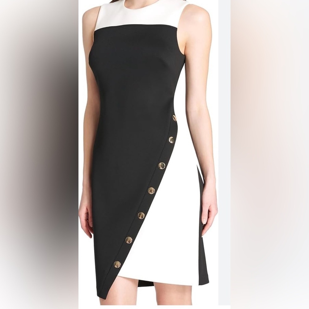 Tommy Hilfiger Womens Button Assymetrical Hem Sheath Dress-SZ 10
H4